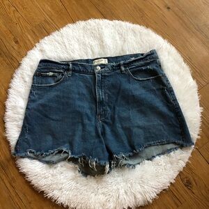 Abercrombie & Fitch Dark Blue Denim Frayed/Distressed Shorts